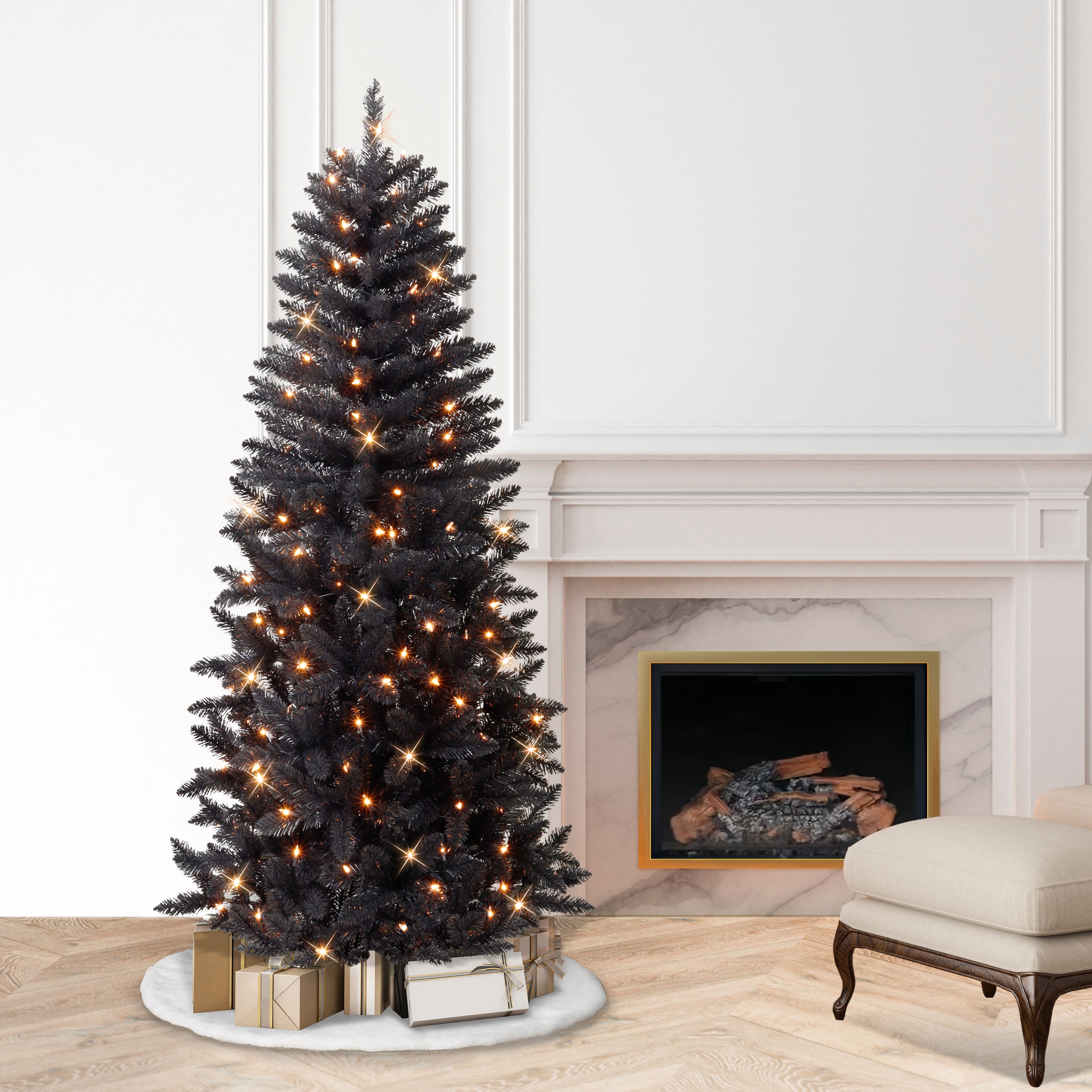 7' Pre-Lit Black Carson Pine Tree